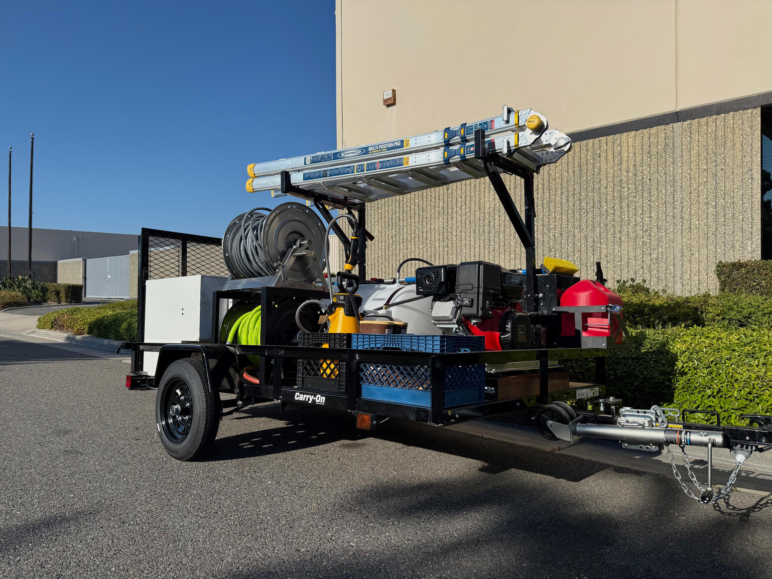 Pressure Washing Power Washing Trailer Photo in Orange County, CA A photo of a professional pressure washing trailer setup located in Orange County CA